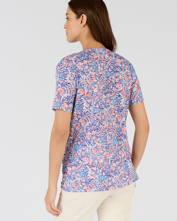T-shirt met korte mouwen verweerd breisel met print