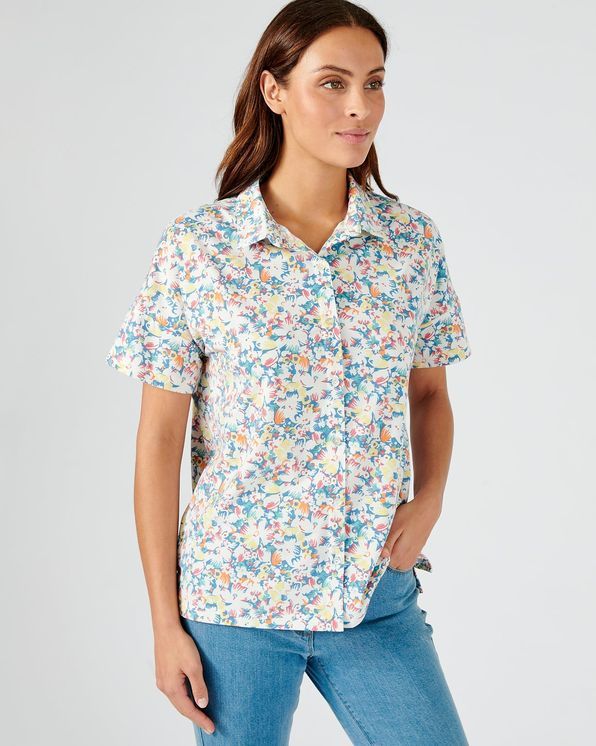 Gebloemde blouse in Climatyl®, gerecycleerde vezels