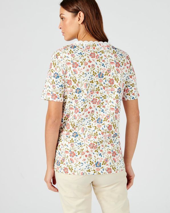 T-shirt pur coton col fantaisie