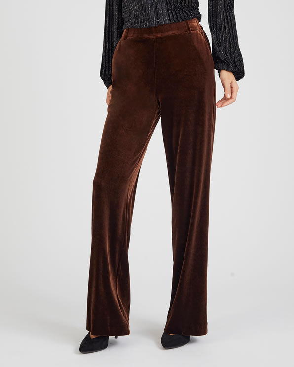 Wijde broek in velours met stretch