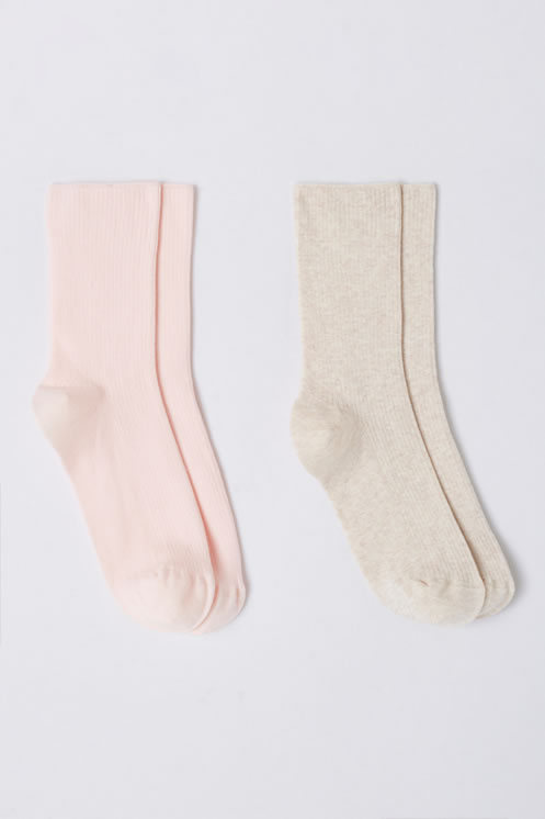 Set van 2 paar ribgebreide sokken van biologisch katoen*