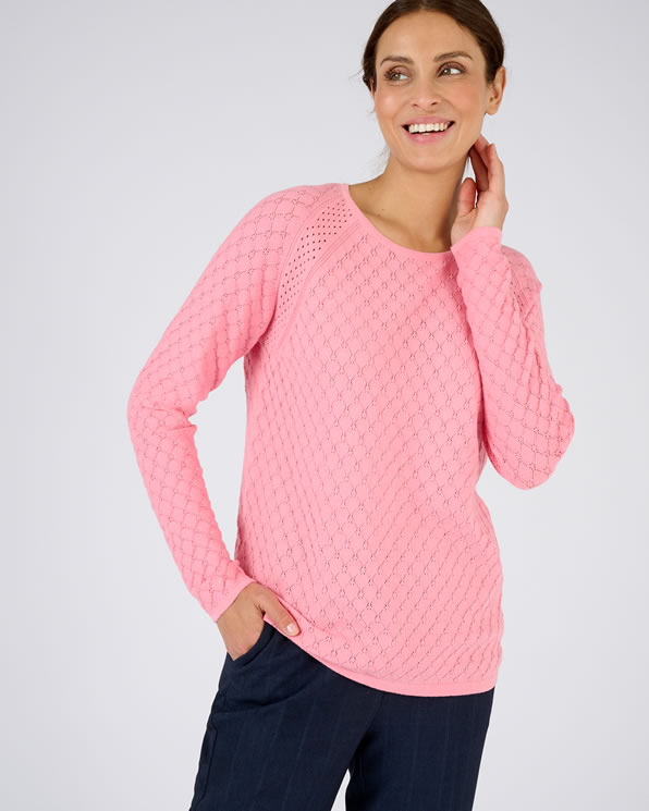 Pull in ajourtricot, katoenmix met biologisch katoen