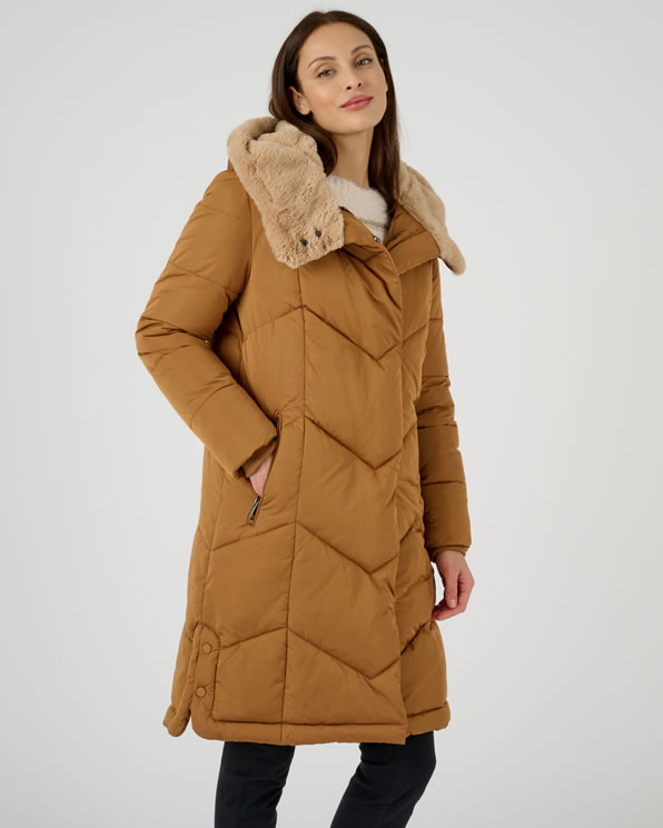 Lange parka, brede kraag, voering van Thermolactyl