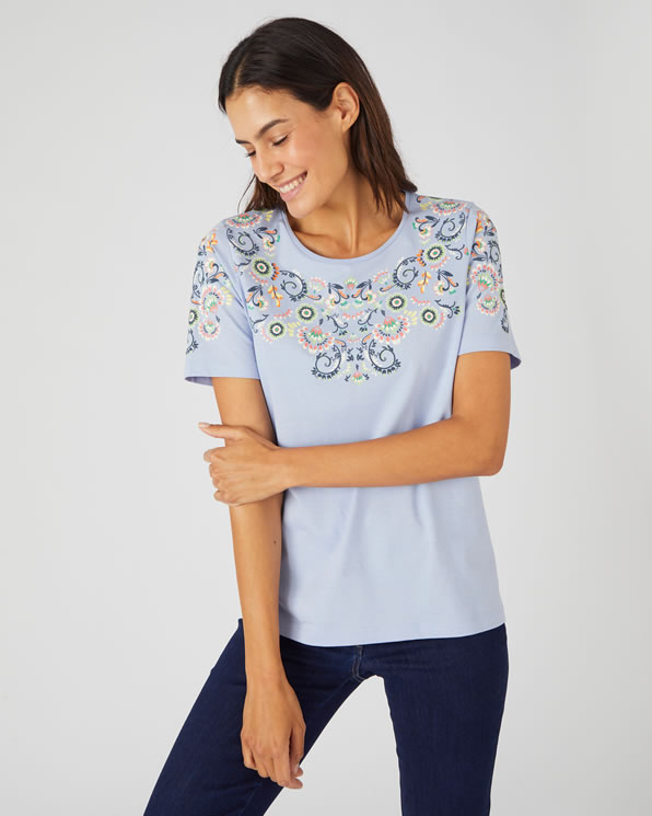 T-shirt impression reliefée pur coton