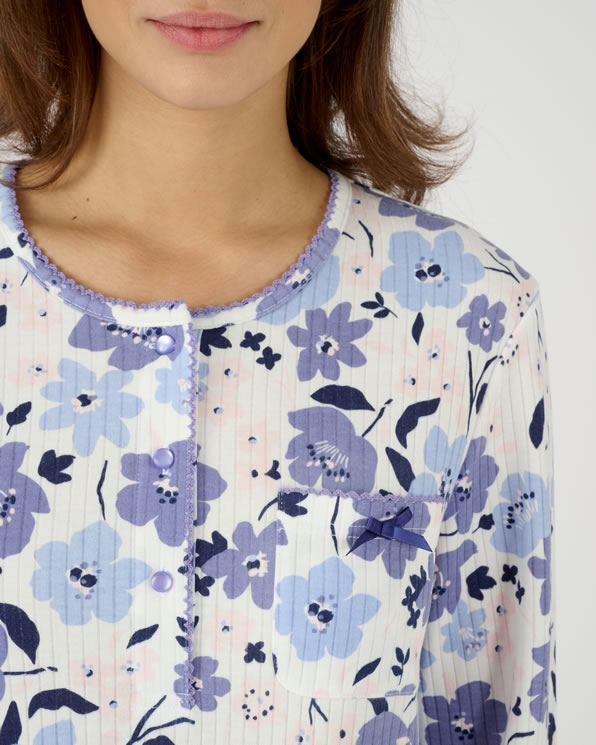 Chemise de nuit maille côtelée, intérieur légèrement gratté
