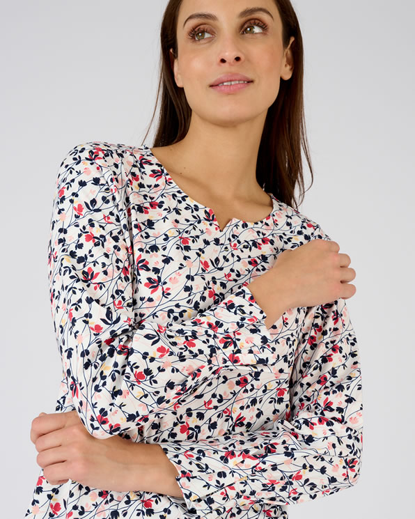 T-shirt van warm tricot met bloemenprint