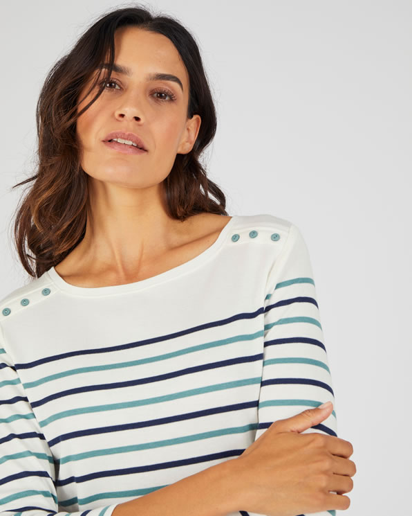 Gestreept T-shirt van interlock mesh