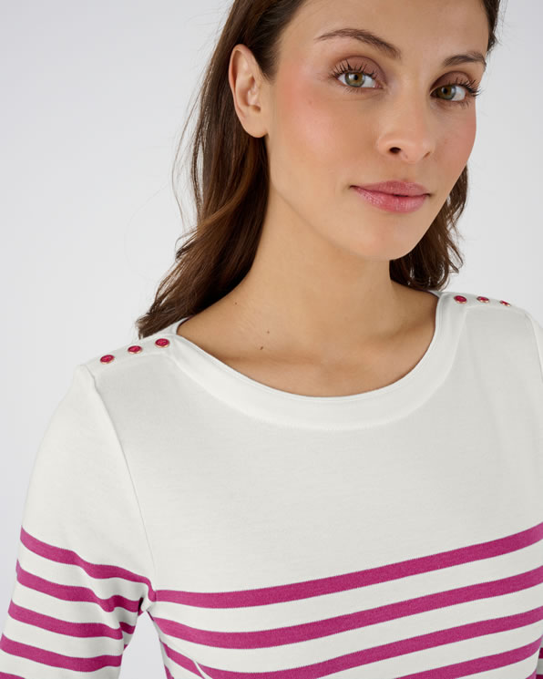 Effen of gestreept T-shirt met 3/4 mouwen