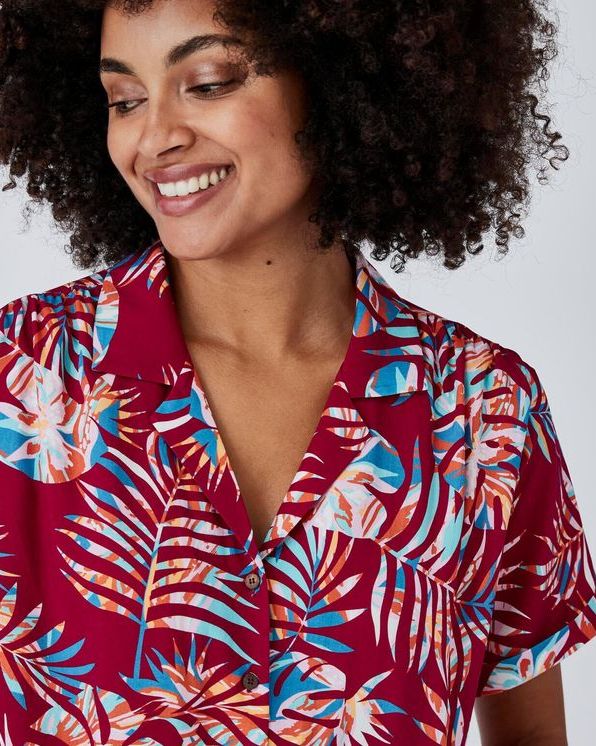 Chemisier à nouer imprimé tropical Climatyl®