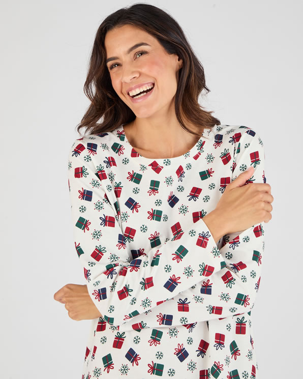 Kerstnachthemd van jerseytricot zuiver katoen