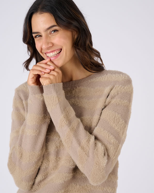 Pull motif zébré maille poilue
