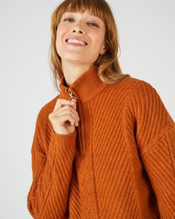 Pull met opstaande kraag in wolmix en Thermolactyl®
