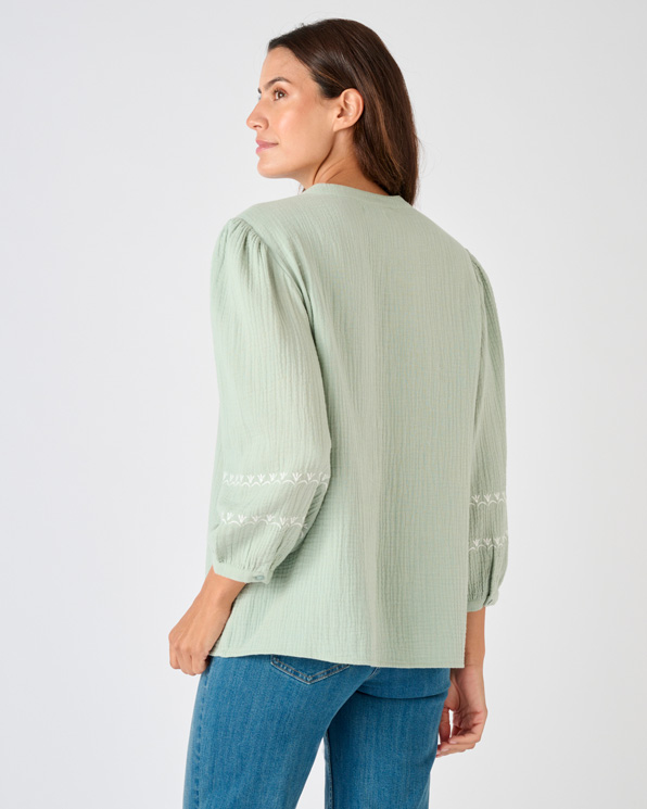 Blouse brodée en gaze de coton