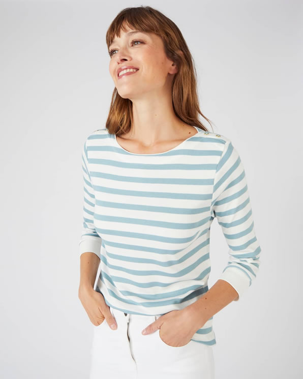 T-shirt coton modal esprit marinière