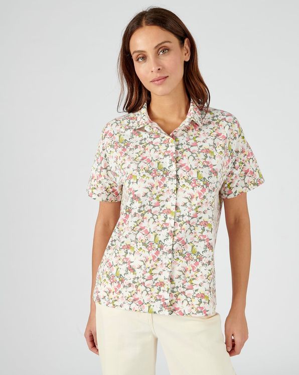 Gebloemde blouse in Climatyl®, gerecycleerde vezels