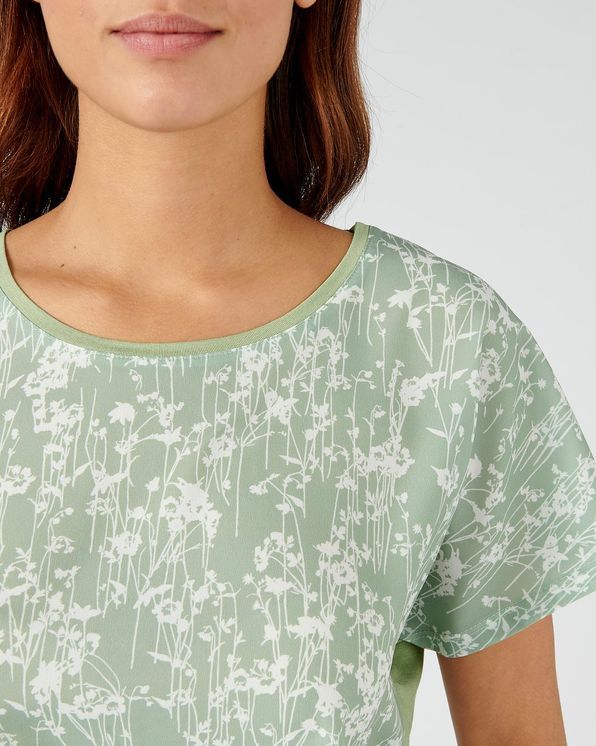 T-shirt in 2 stoffen met print vooraan