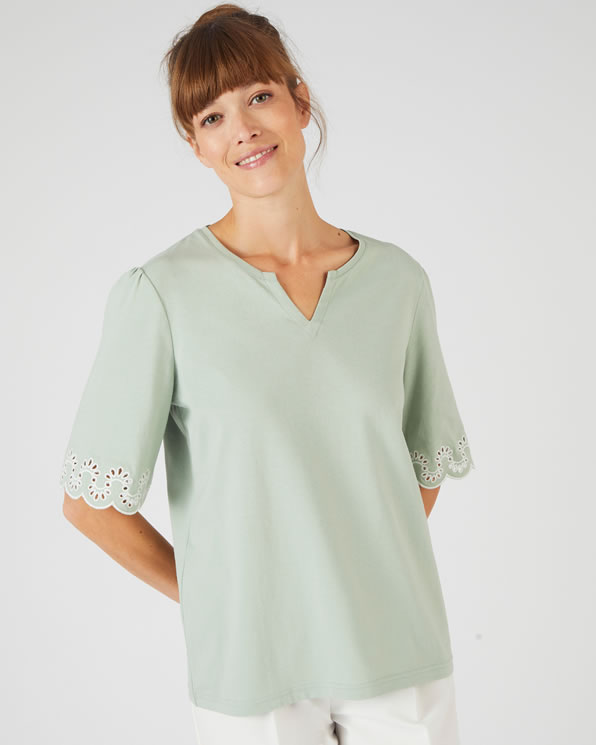 T-shirt imprimé détails brodés