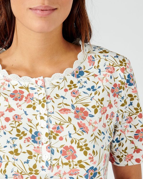 T-shirt pur coton col fantaisie