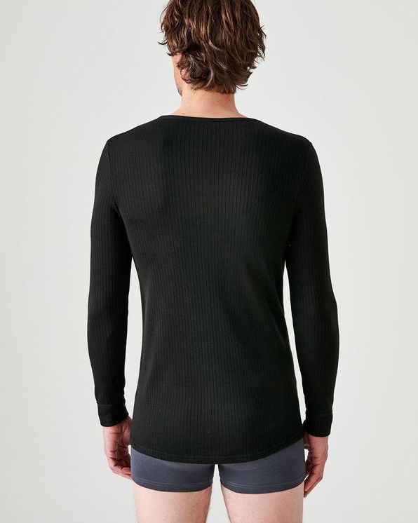 Thermolactyl T-shirt met ronde hals, geribde fleece