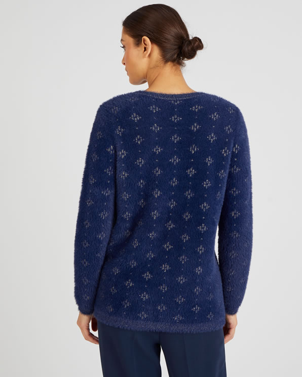 Trui jacquard pluizig breisel