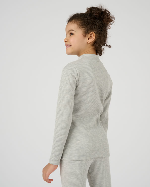 Thermolactyl T-shirt met opstaande hals, fleece ribboorden