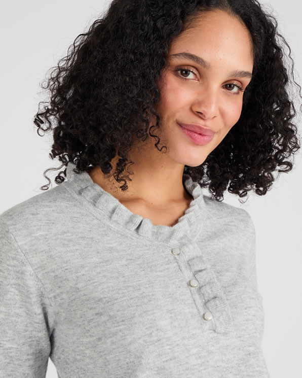 Trui kraag met volant mix van wol