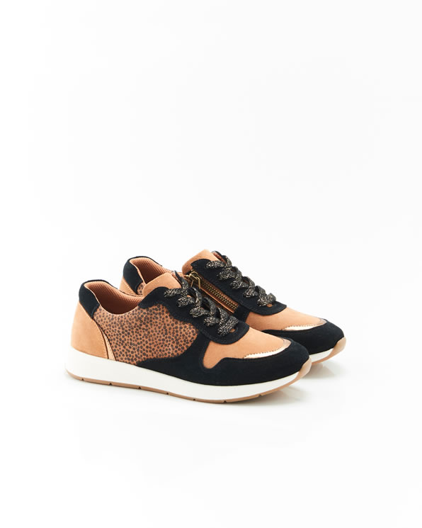 Sneaker in kalfssplitleder met fantasieprint Amortyl®