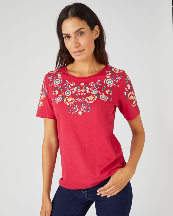 T-shirt impression reliefée pur coton