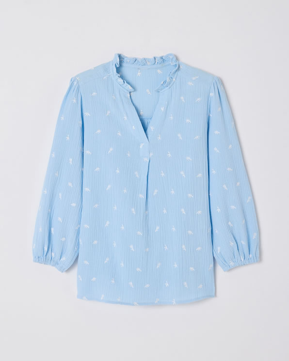 Blouse gaze pur coton brodée