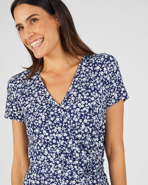 Robe effet cache-coeur fibres viscose stretch Lenzing™ EcoVero™