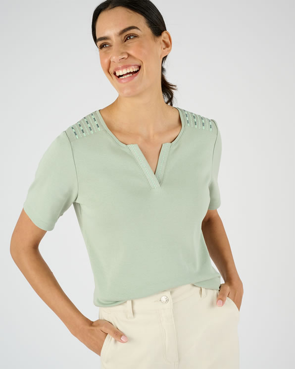 T-shirt met Tunesische kraag