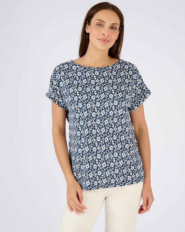T-shirt met gevlamde botanische print