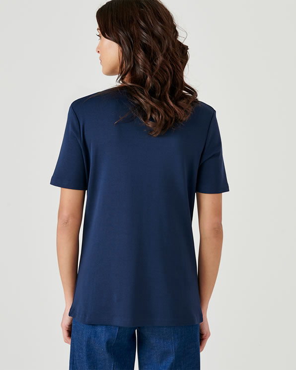 T-shirt van fijn geribd zuiver katoen