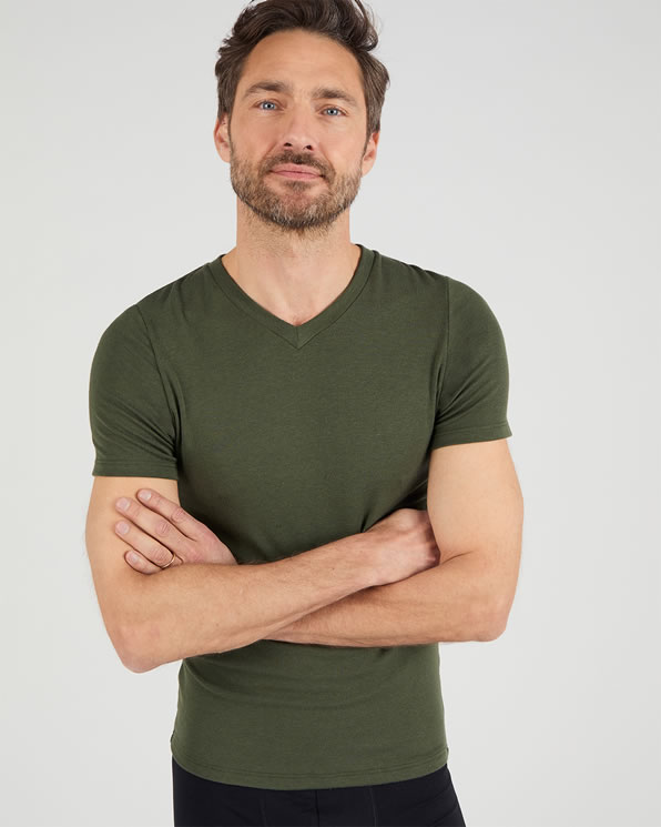 T-shirt met korte mouwen V-hals fijn geribd Thermolactyl Sensiti