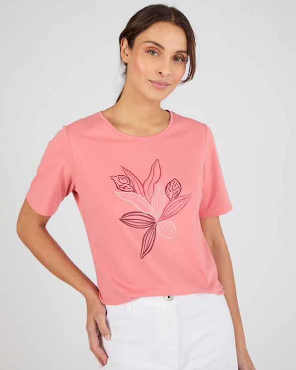 T-shirt jersey tricot bladermotief