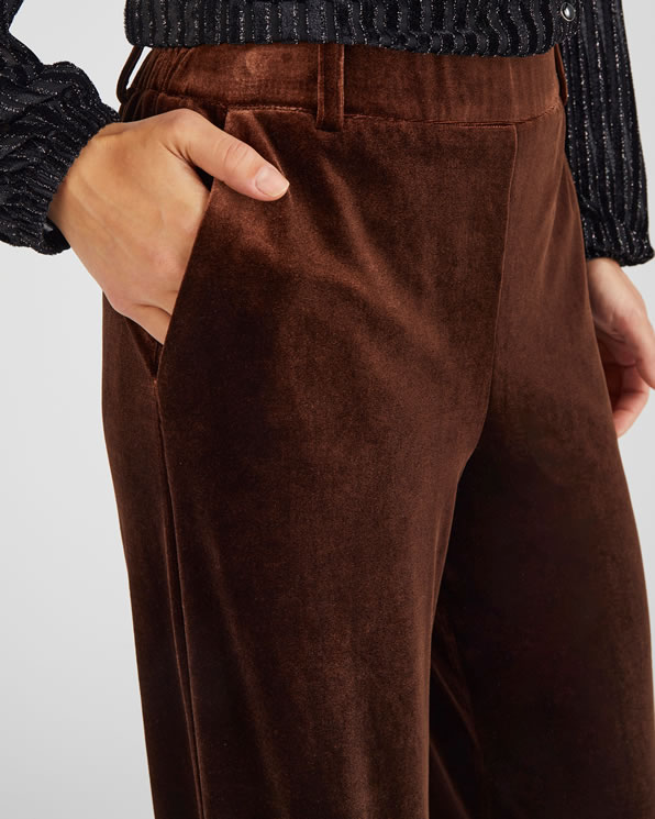 Wijde broek in velours met stretch