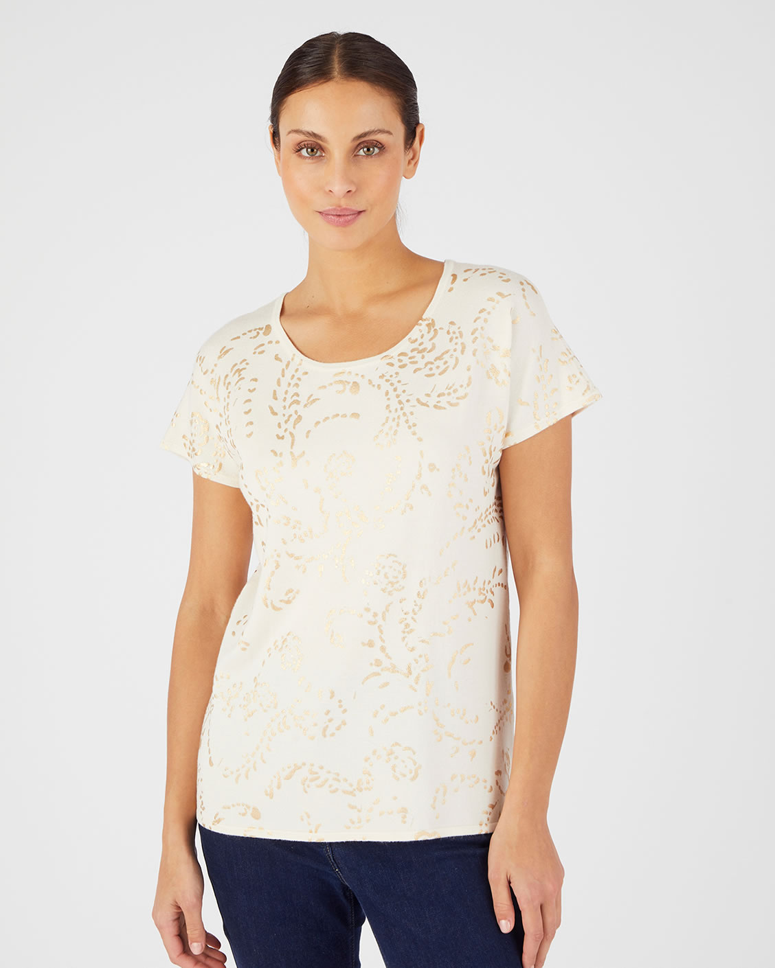 Trui met glanzende print