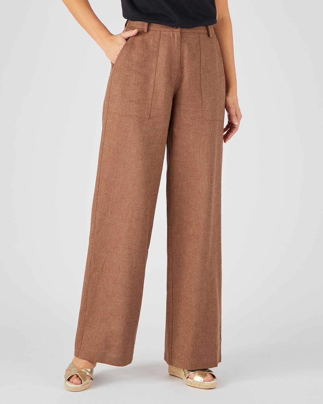 Pantalon large mélange lin et coton
