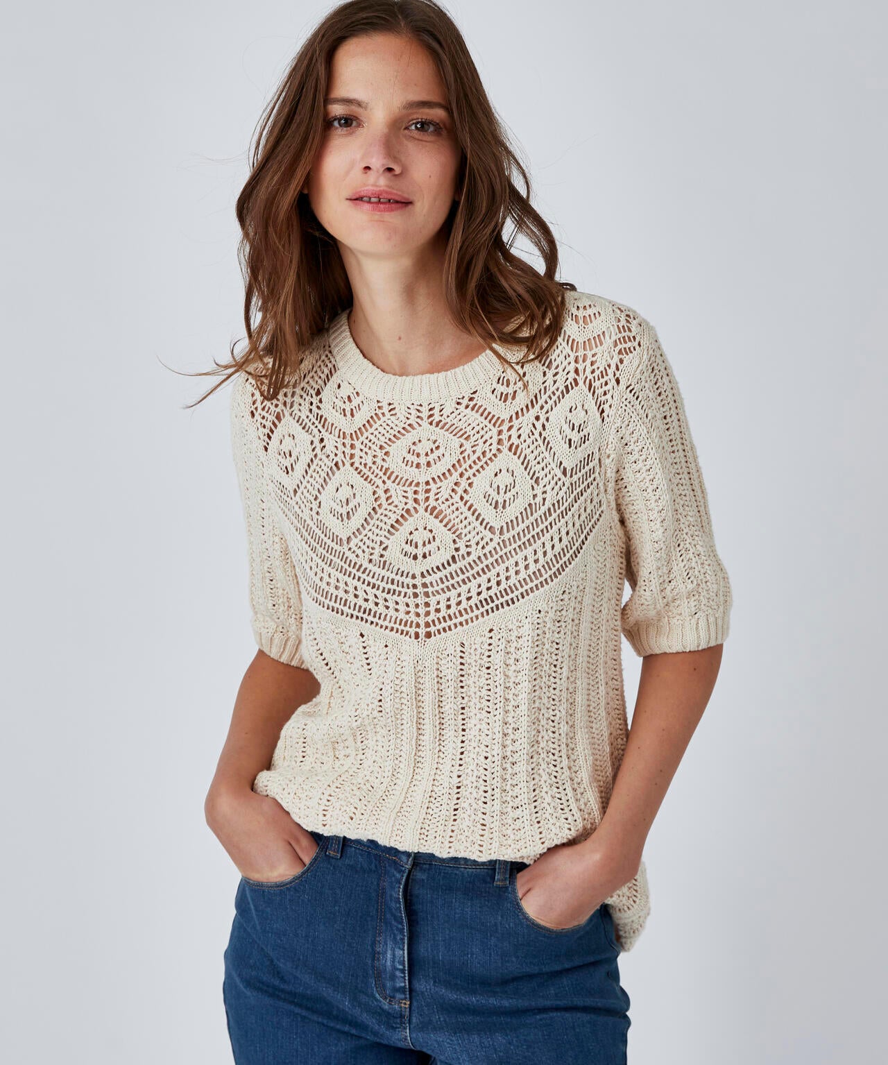 Pull effet crochet