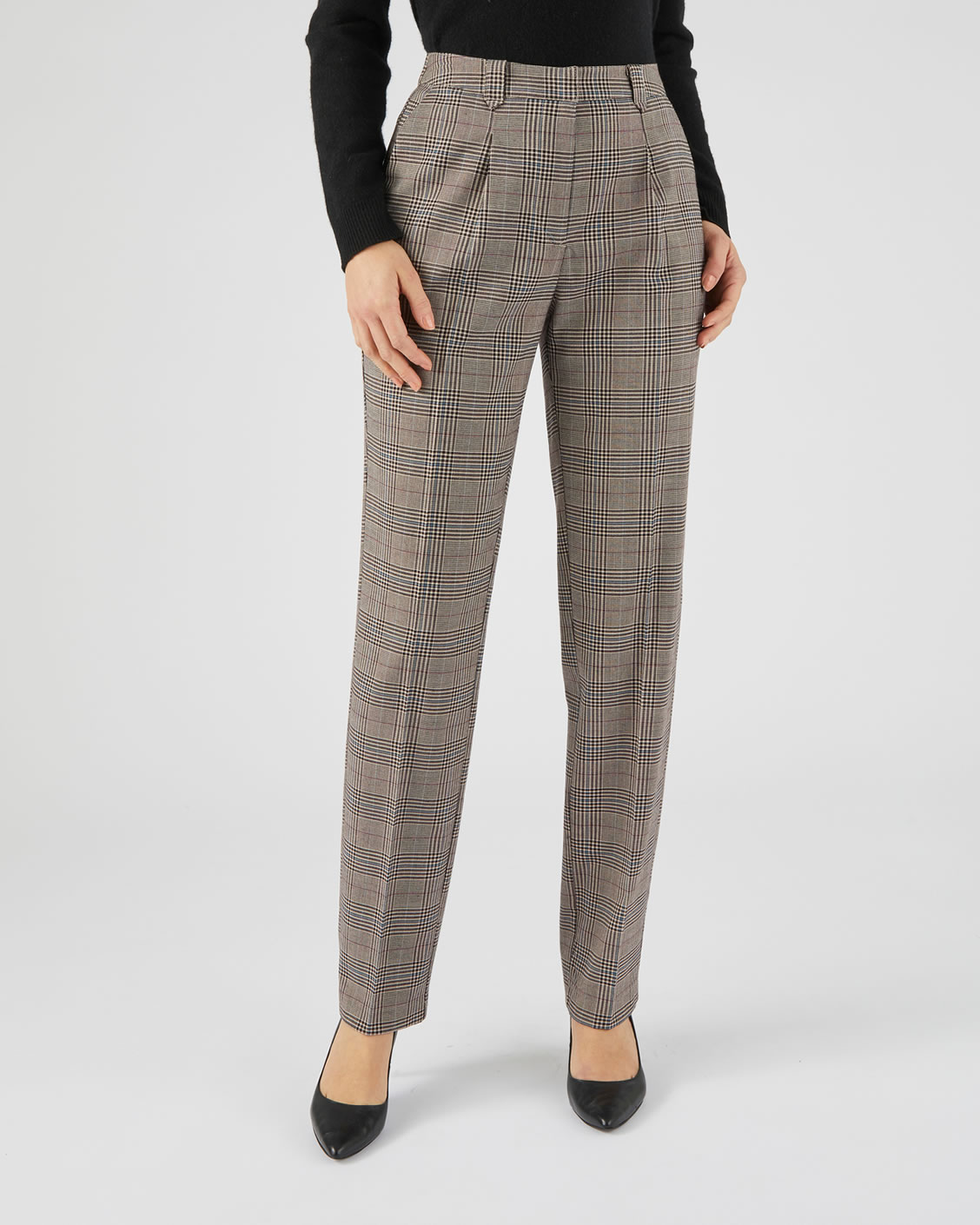 Pantalon large esprit tailleur carreaux Pantalons Damart