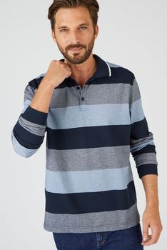 Polo maille piquée rayée coton mélangé