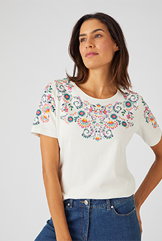 T-shirt impression reliefée pur coton