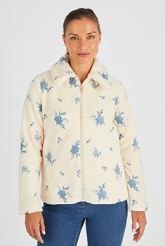 Veste en maille moutonnée brodée
