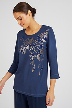 T-shirt goudkleurige motieven