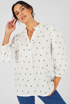 Geborduurde blouse van zuiver katoengaas