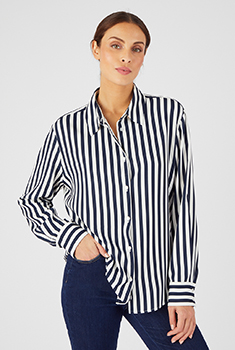 Gestreepte overhemdblouse vezels pure viscose Lenzing™ EcoVero™