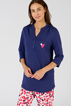 Pyjamashirt van zuiver gekamd katoen