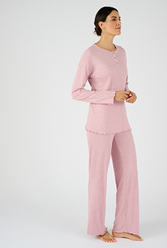Pyjama van pointelle-breisel