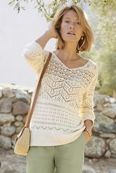Pull met ajour, zuiver katoen
