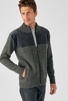 Gilet détail suédine laine mélangée